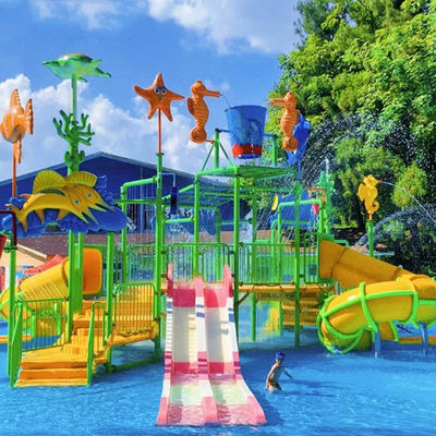 Family Children Water Park Playground with Fiberglass Slide for Fun